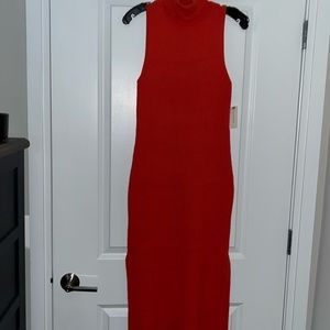 COPY - Anthropologie Daily Practice Red Ribbed Knit Turtleneck Sweater Midi Dres